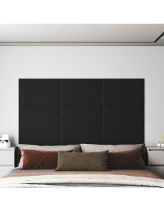 Testiera da Parete 12 pcs Nero 60 x 30 cm Tessuto