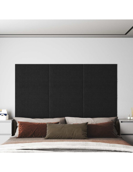 Testiera da Parete 12 pcs Nero 60 x 30 cm Tessuto