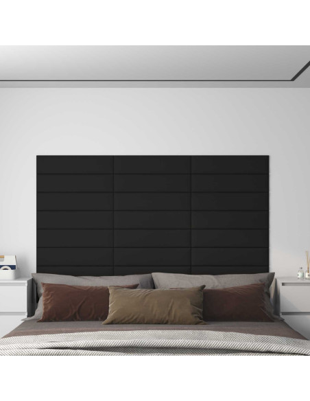 Testiera da Parete 12 pcs Nero 60 x 15 cm Tessuto