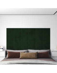 Testiera da Parete 12 pcs Verde Scuro 30 x 15 cm Velluto