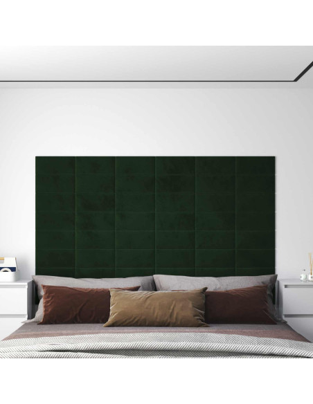 Testiera da Parete 12 pcs Verde Scuro 30 x 15 cm Velluto