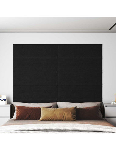 Testiera da Parete 12 pcs Nero 90 x 30 cm Tessuto