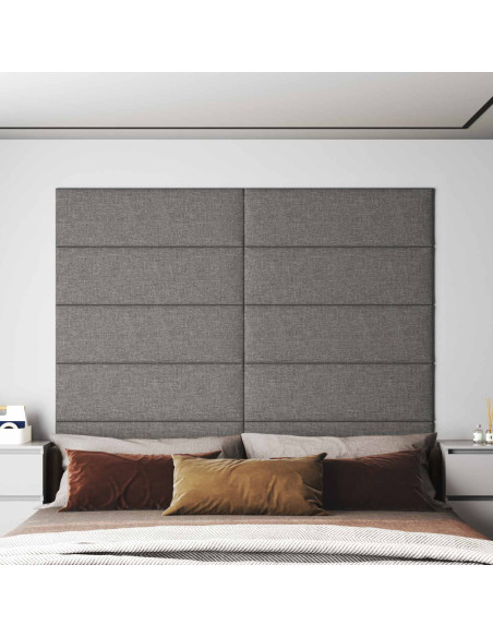 Testiera da Parete 12 pcs Grigio chiaro 90 x 30 cm Tessuto