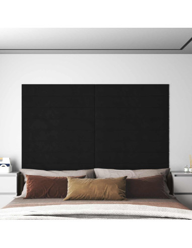 Testiera da Parete 12 pcs Nero 90 x 15 cm Velluto