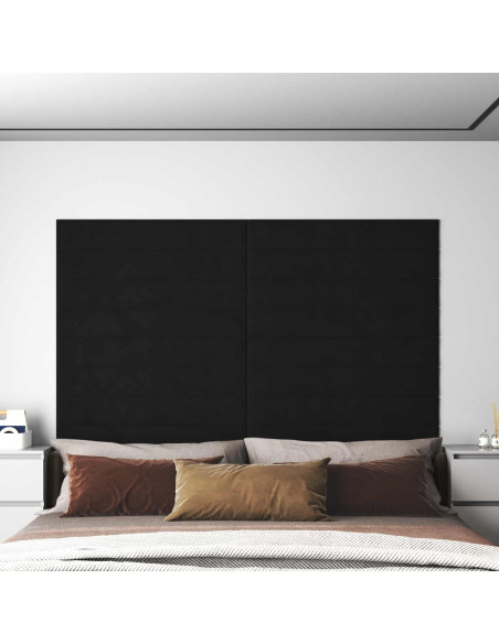 Testiera da Parete 12 pcs Nero 90 x 15 cm Velluto