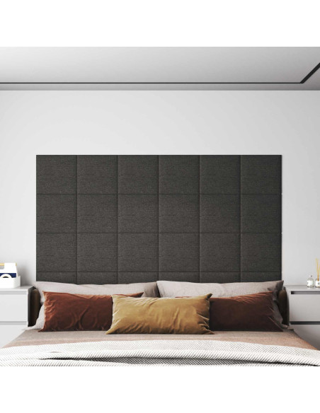 Testiera da Parete 12 pcs Grigio scuro 30 x 30 cm Tessuto