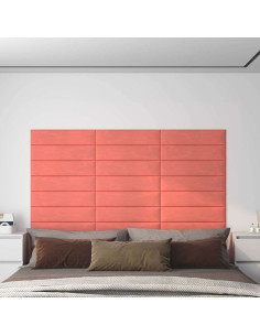 Testiera da Parete 12 pcs Rosa 60 x 15 cm Velluto