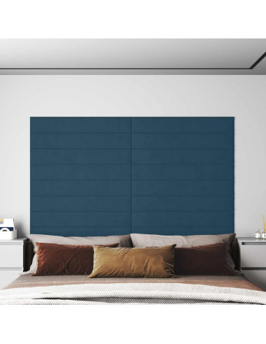 Testiera da Parete 12 pcs Blu 90 x 15 cm Velluto