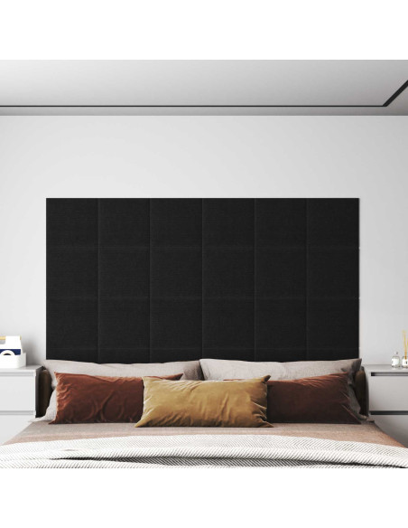 Testiera da Parete 12 pcs Nero 30 x 30 cm Tessuto