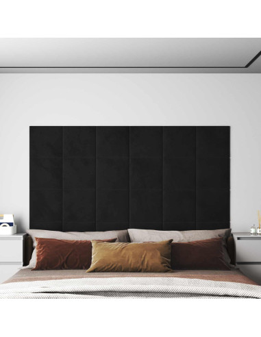 Testiera da Parete 12 pcs Nero 30 x 30 cm Velluto