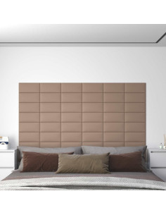 Testiera da Parete 12 pcs Cappuccino 30 x 15 cm Tessuto 2