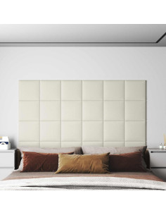 Testiera da Parete 12 pcs Crema 30 x 30 cm Velluto