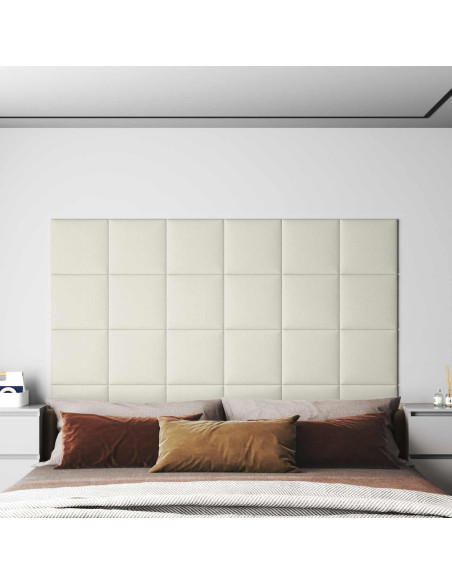 Testiera da Parete 12 pcs Crema 30 x 30 cm Velluto