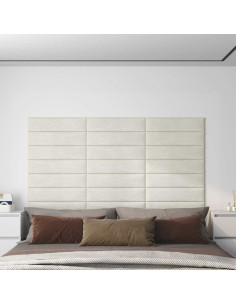 Testiera da Parete 12 pcs Crema 60 x 15 cm Velluto 2