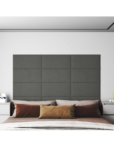 Testiera da Parete 12 pcs Grigio scuro 60 x 30 cm Velluto