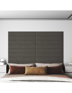 Testiera da Parete 12 pcs Grigio scuro 90 x 15 cm Velluto 2