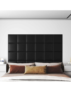 Testiera da Parete 12 pcs Nero 30 x 30 cm Tessuto