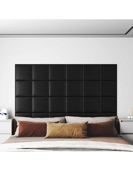 Testiera da Parete 12 pcs Nero 30 x 30 cm Tessuto