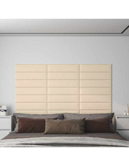 Testiera da Parete 12 pcs Crema 60 x 15 cm Tessuto