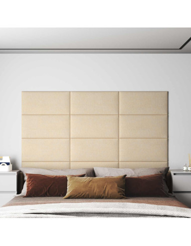 Testiera da Parete 12 pcs Crema 60 x 30 cm Tessuto