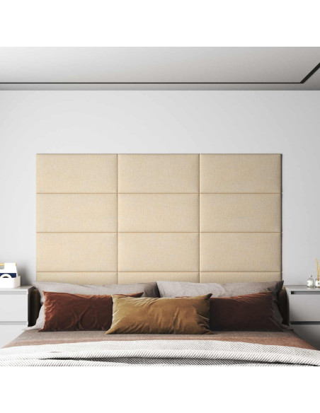 Testiera da Parete 12 pcs Crema 60 x 30 cm Tessuto