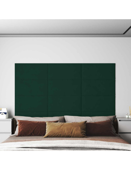 Testiera da Parete 12 pcs Verde Scuro 60 x 30 cm Velluto