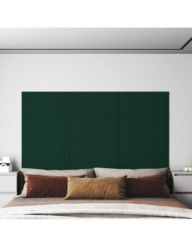 Testiera da Parete 12 pcs Verde Scuro 60 x 30 cm Velluto