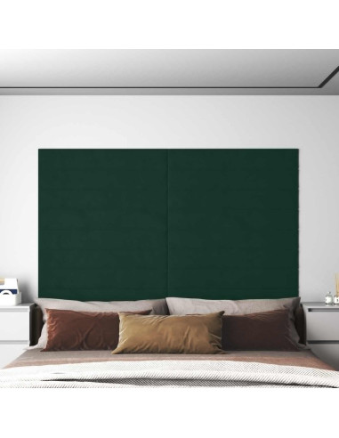 Testiera da Parete 12 pcs Verde Scuro 90 x 15 cm Velluto