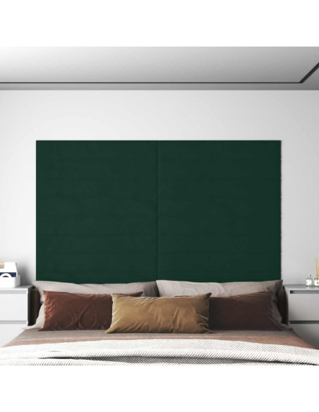 Testiera da Parete 12 pcs Verde Scuro 90 x 15 cm Velluto