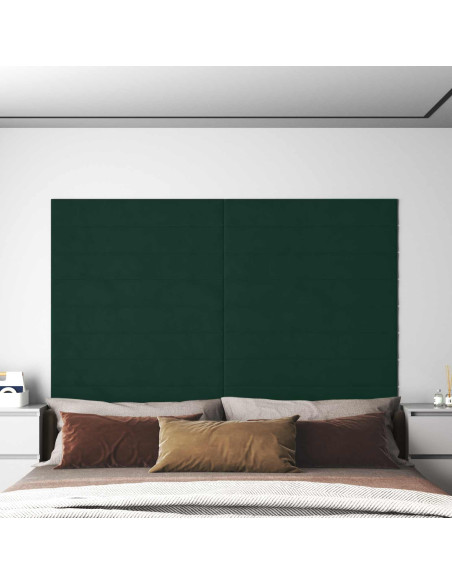 Testiera da Parete 12 pcs Verde Scuro 90 x 15 cm Velluto