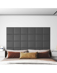 Testiera da Parete 12 pcs Grigio 30 x 30 cm Tessuto