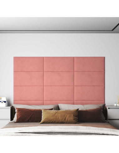 Testiera da Parete 12 pcs Rosa 60 x 30 cm Velluto