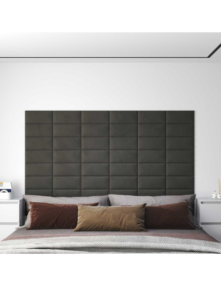 Testiera da Parete 12 pcs Grigio scuro 30 x 15 cm Velluto