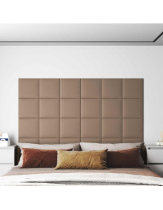 Testiera da Parete 12 pcs Cappuccino 30 x 30 cm Tessuto 2