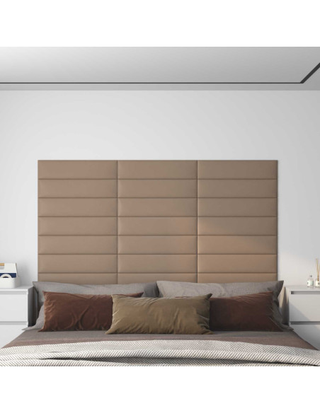 Testiera da Parete 12 pcs Cappuccino 60 x 15 cm Tessuto