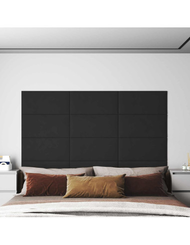 Testiera da Parete 12 pcs Nero 60 x 30 cm Velluto