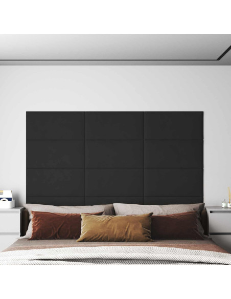 Testiera da Parete 12 pcs Nero 60 x 30 cm Velluto