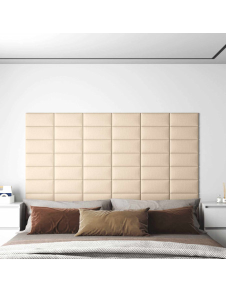 Testiera da Parete 12 pcs Crema 30 x 15 cm Tessuto