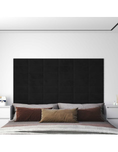 Testiera da Parete 12 pcs Nero 30 x 15 cm Velluto 2