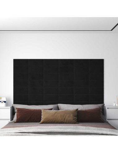 Testiera da Parete 12 pcs Nero 30 x 15 cm Velluto
