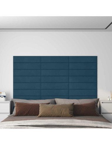 Testiera da Parete 12 pcs Blu 60 x 15 cm Velluto
