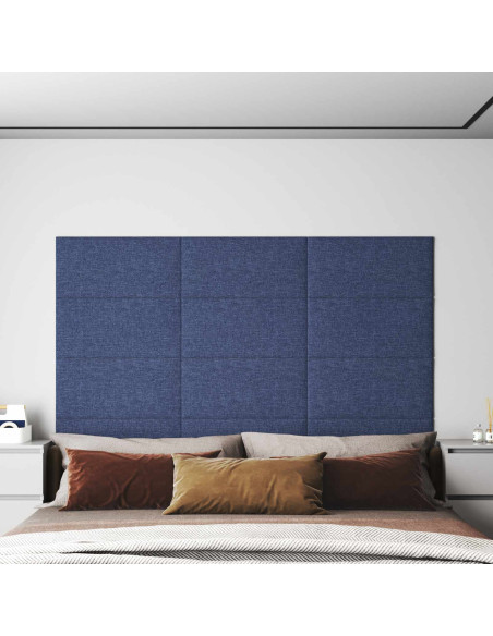 Testiera da Parete 12 pcs Blu 60 x 30 cm Tessuto