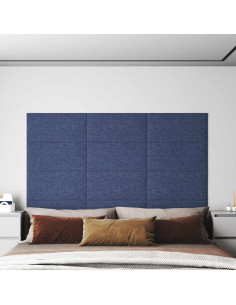 Testiera da Parete 12 pcs Blu 60 x 30 cm Tessuto 2
