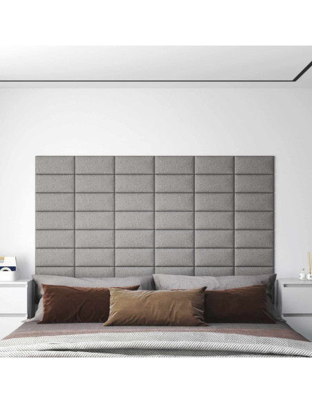 Testiera da Parete 12 pcs Grigio chiaro 30 x 15 cm Tessuto