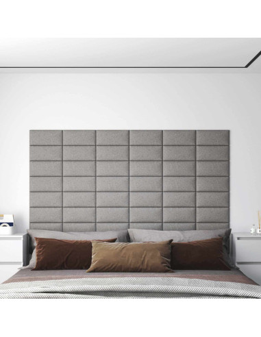Testiera da Parete 12 pcs Grigio chiaro 30 x 15 cm Tessuto