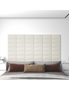 Testiera da Parete 12 pcs Crema 30 x 15 cm Velluto