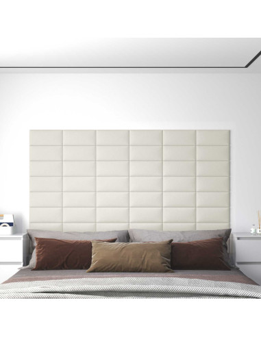 Testiera da Parete 12 pcs Crema 30 x 15 cm Velluto