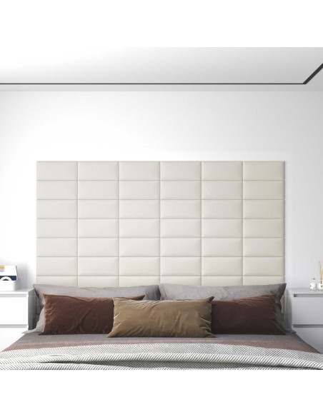 Testiera da Parete 12 pcs Crema 30 x 15 cm Velluto