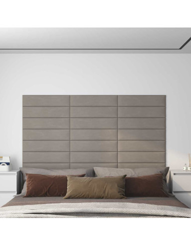 Testiera da Parete 12 pcs Grigio chiaro 60 x 15 cm Velluto