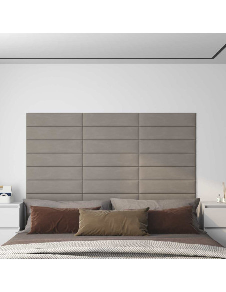 Testiera da Parete 12 pcs Grigio chiaro 60 x 15 cm Velluto